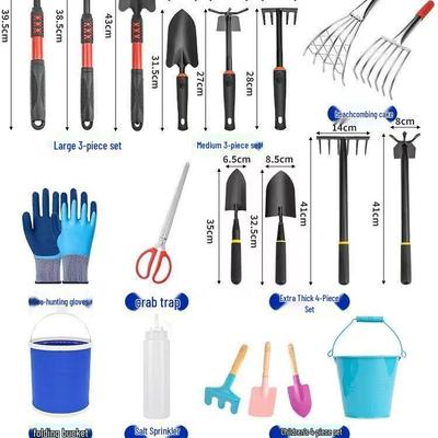 Tide-Chasing Kids' Sand & Sea Creature Digging Set: Includes Special Clips, Rake, and Beach Shovel.