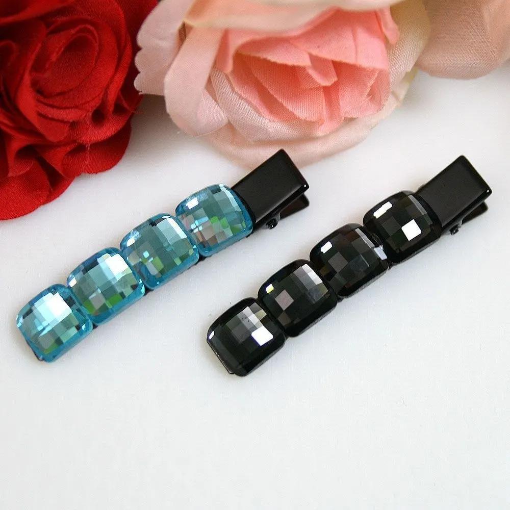Square volume crystal small hair clip hairpin hair pin Mother s gift Children s Day gift hair accessory Sky blue