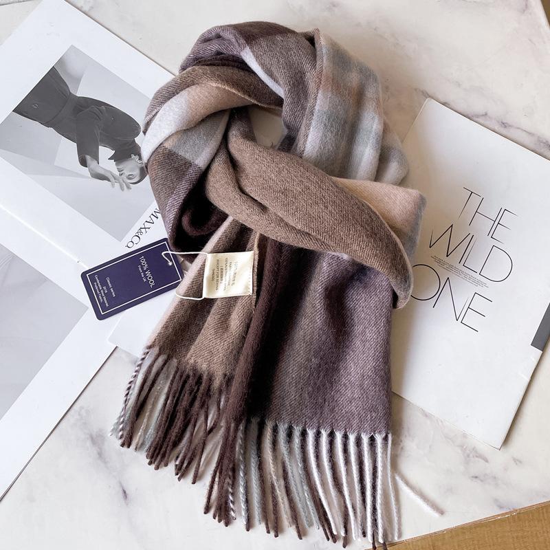 British black wool scarf men's and women's new autumn and winter versatile black and white plaid cashmere shawl