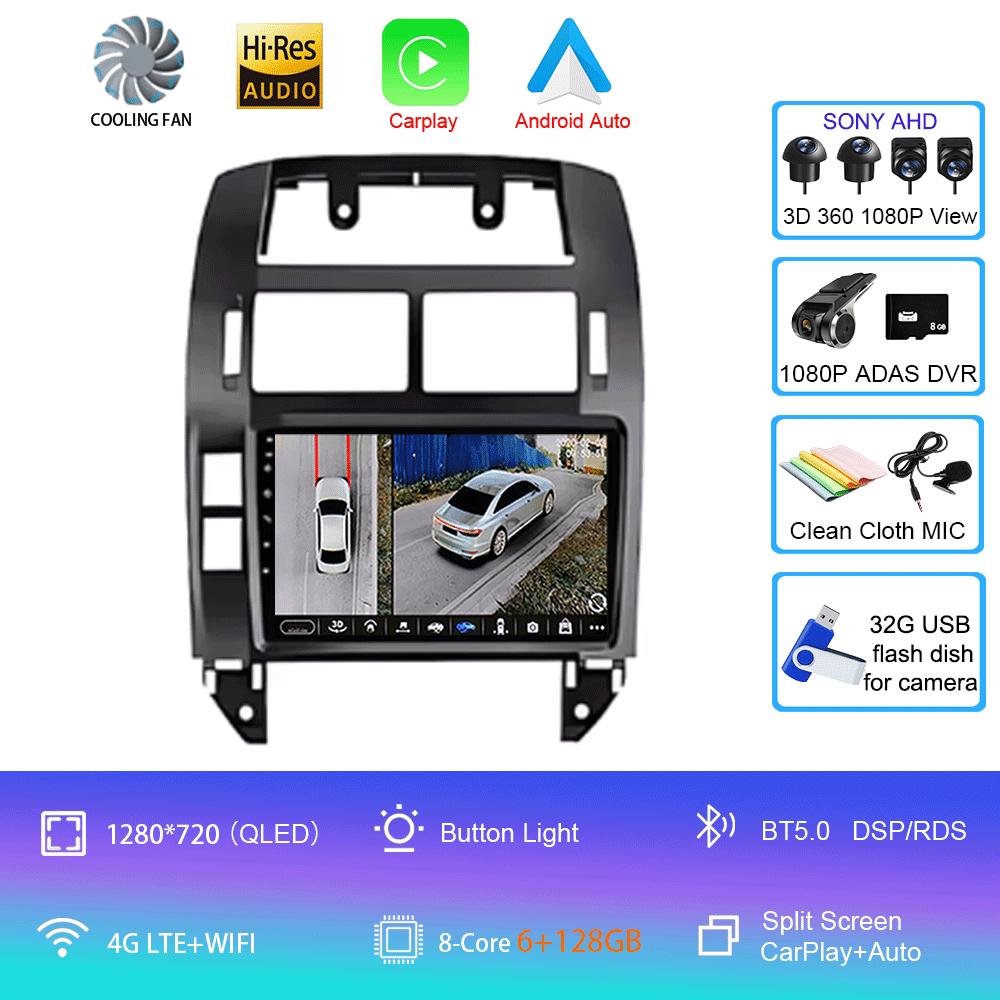 For Volkswagen VW Polo MK4 6Q 9N 9N3 2004- 2009 Car Radio Android 14 Auto Multimedia Video Player GPS Carplay QLED Screen Stereo