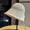Versatile Retro Lace-up Knitted Fisherman Hat for Women, Autumn Casual New Style, Large Head Circumference, Slit Design, Simple Bucket Hat, Trendy