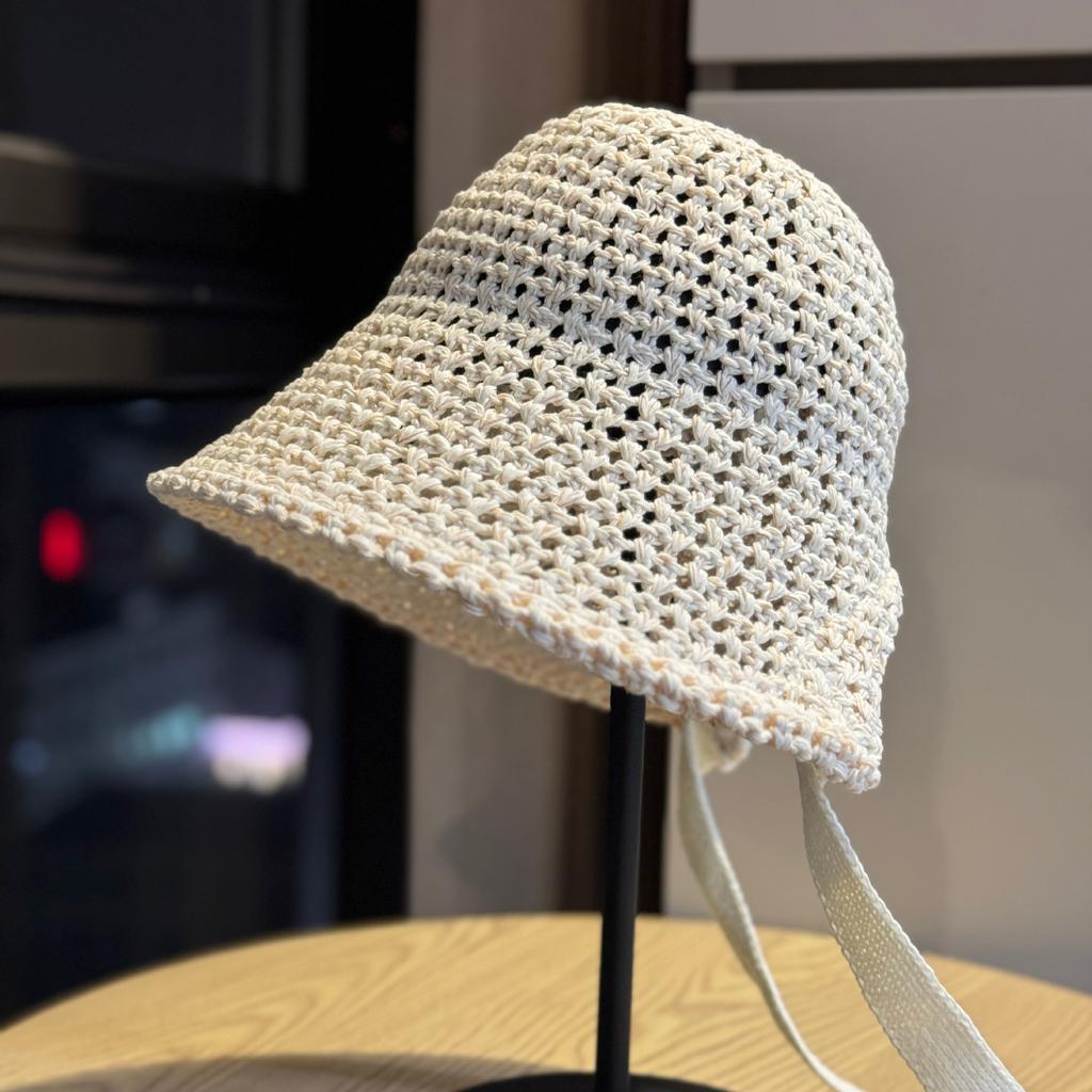 Versatile Retro Lace-up Knitted Fisherman Hat for Women, Autumn Casual New Style, Large Head Circumference, Slit Design, Simple Bucket Hat, Trendy