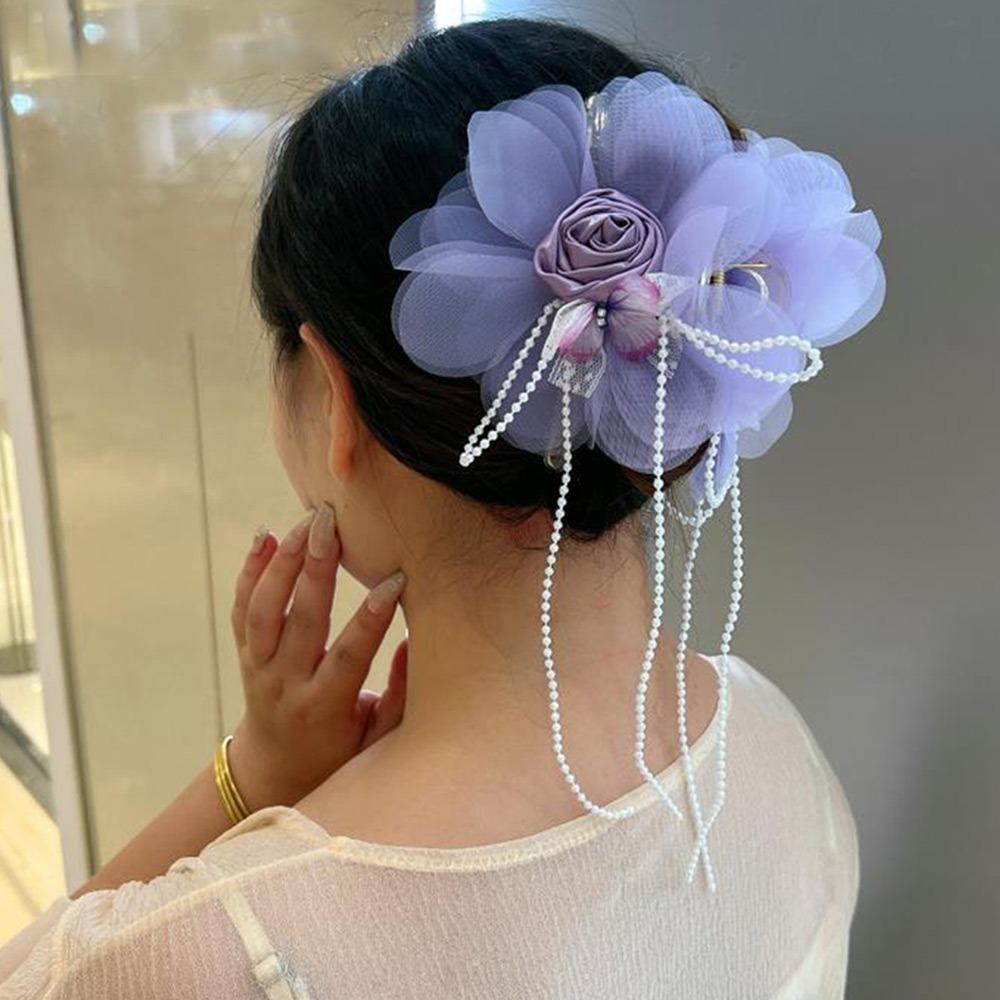 

Пластиковые заколки-цветы для волос, сетчатые коготки для волос, новые зажимы в виде акулы Purple 2