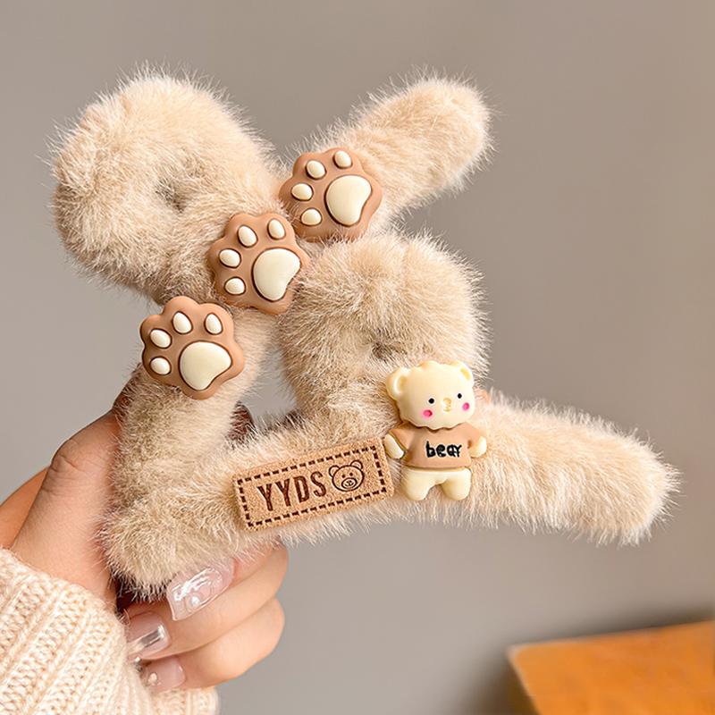 Simpatico Orso Autunno Inverno Mollette per Capelli a Pinza Peluche Donne Ragazze Grande Clip per Capelli a Squalo Fermaglio per Capelli Accessori per Capelli