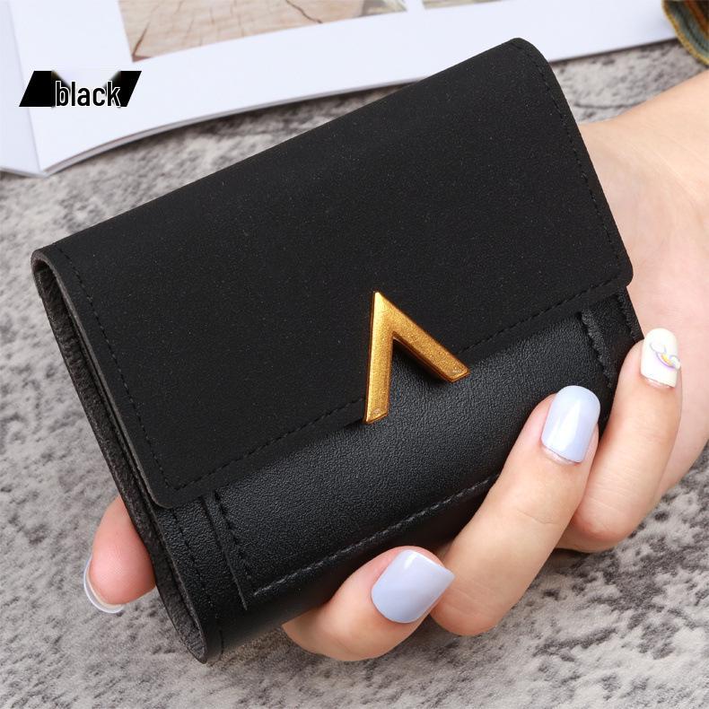 Korean Style Vintage Short Women's Wallet - PU Leather, Three-Fold Card Holder