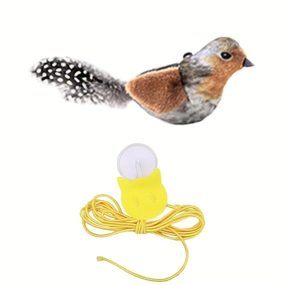 

Vivid Chirping Flying Bird Cat Toy Plush Interactive Chirping Bird Cat Toy for Cat Supplies Brown
