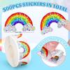 500 Pcs Rainbow Stickers Roll Laser Colored Rainbow Shape Seal Stickers Waterproof Self-Adhesive Decals For Envelope