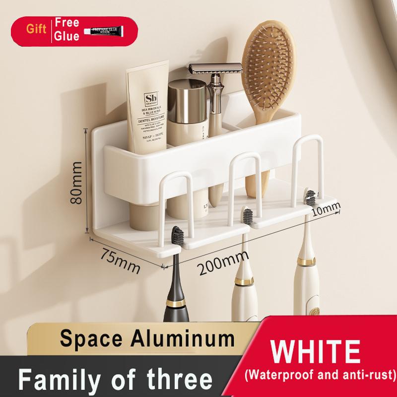 Toothbrush Holder Wall-mounted Gargle Cup Storage Electric Razor Shaver Shelf Batchroom Toiletries Organization Toothbrush Rack