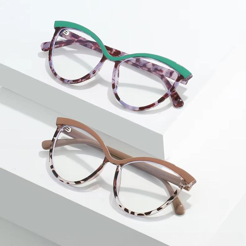 Fashion Large Frame Cat Eye High Definition Reading Glasses Men Women Transparent TR90 Frame Butterfly Leopard Frame Presbyopic Eyeglasses
