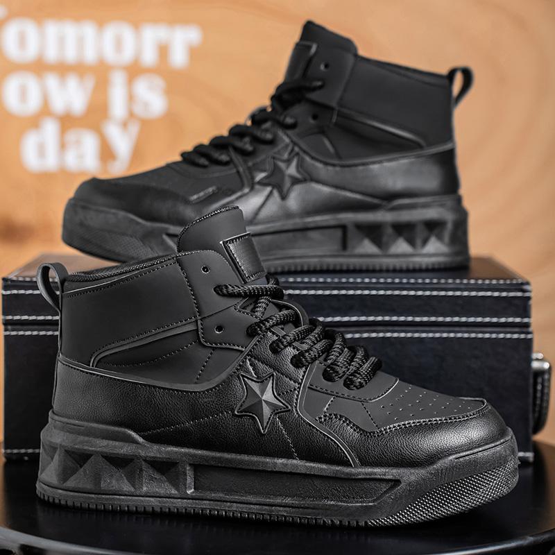 

Осенняя мужская повседневная спортивная обувь, ботинки на плоской подошве, с высоким голенищем, на толстой подошве, спортивная обувь, мужская обувь для путешествий на открытом воздухе 44 чёрный