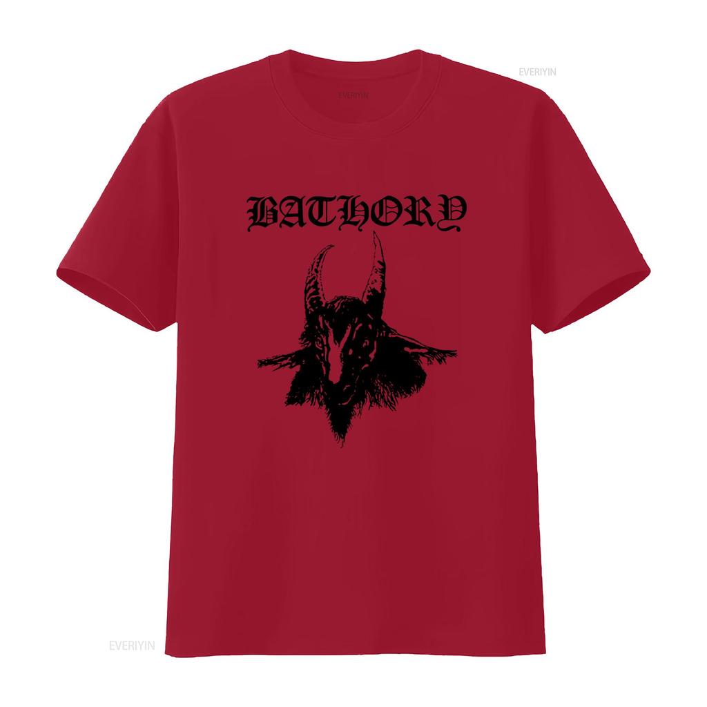 BATHORY Tričko s potiskem kozí hlavy Velikosti S M L XL XXL Barvy Bílá Šedá vintage Vyprané Lehce prodyšné Unisex designové oblečení