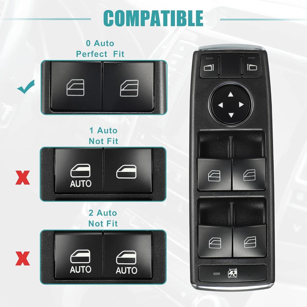 ACROPIX Front Left Driver Side Master Power Window Switch Fit for Mercedes-Benz C300 - Pack of 1 Black