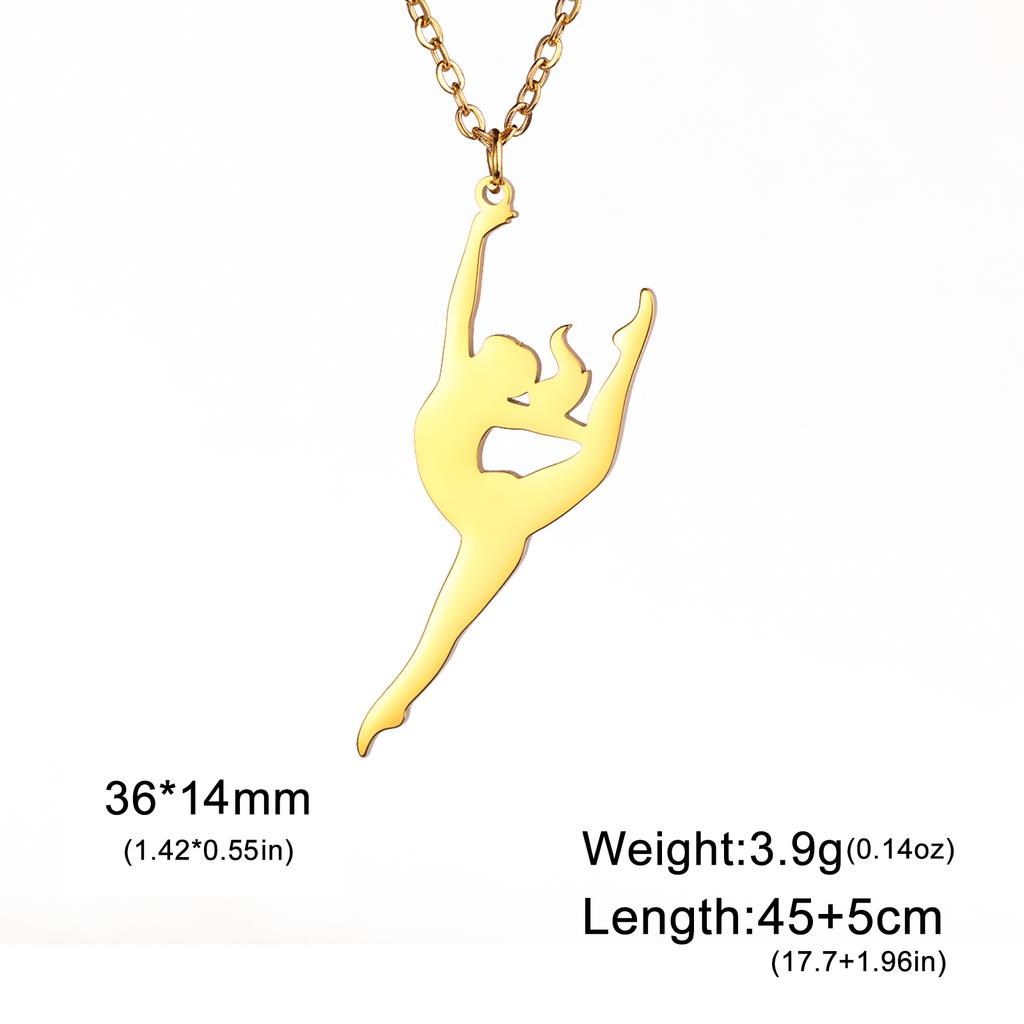Teamer Gymnastics Design Necklace for Women Girls Fashion Sports Pendant Stainless Steel Jewelry Dancer Gymnast Birthday Gifts
