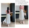 Maternity High Waist Pleated Chiffon Mid-Length Skirt - No Tummy Support, Summer Fashion.