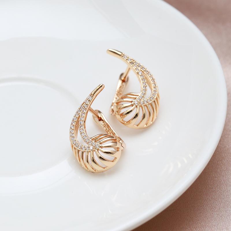 Kinel Rose Gold Water Drop Örhängen För Kvinnor Vit Zirkon Inställning