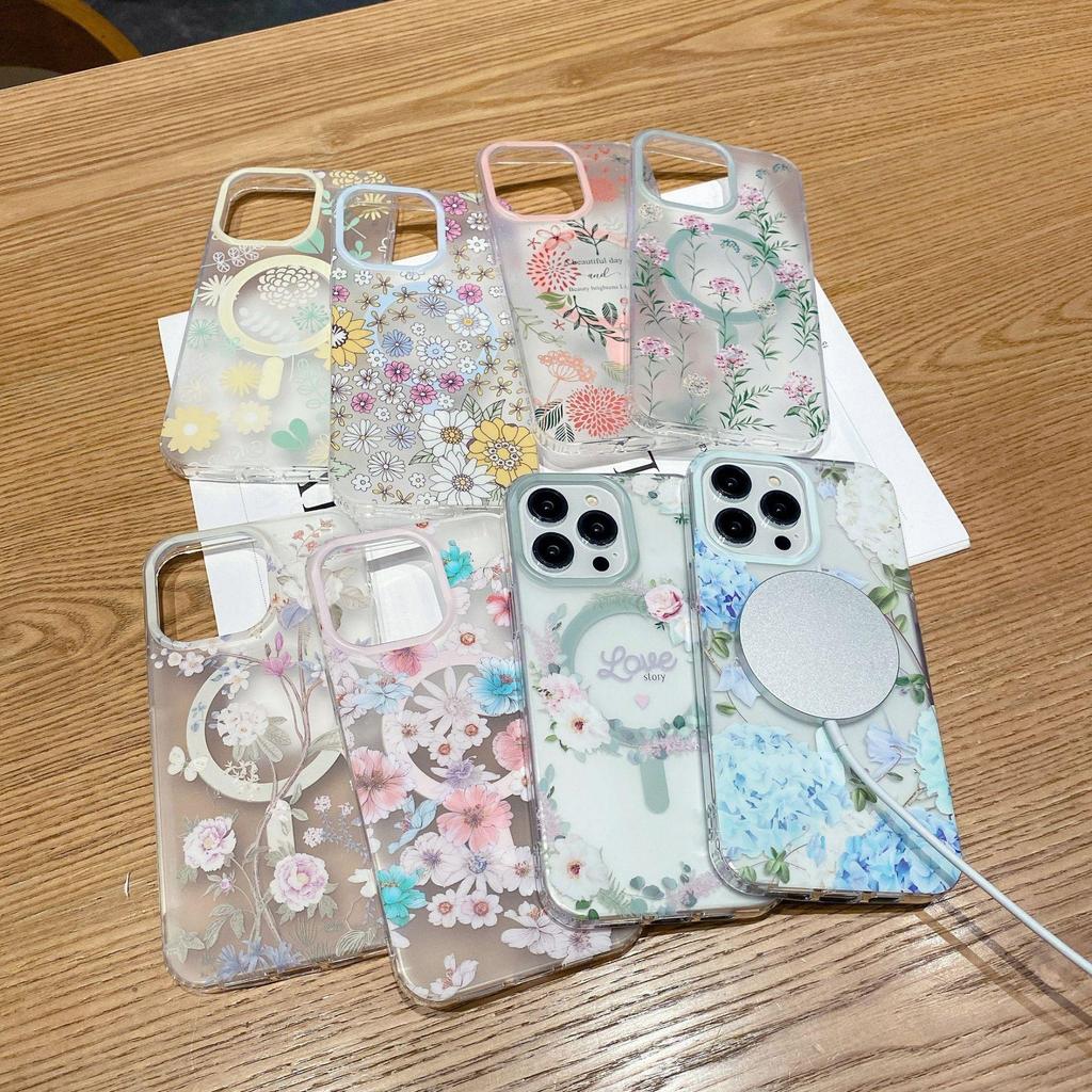 iPhone 17 Case: Fresh Flowers Design, Strong Magnetic for 16 Pro Max, Drop-proof