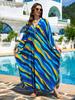 Vacation dress, long robe, loose positioned print beach cover-up, bikini dress