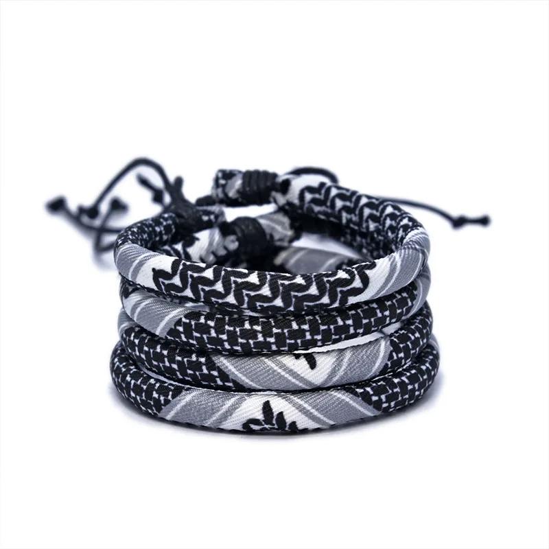 Multicolour Weave Kufiya Patterns Bracelets Handband Traditional Keffiyeh Scarf Patterns Arabic Hand Rope Jewelry Gift