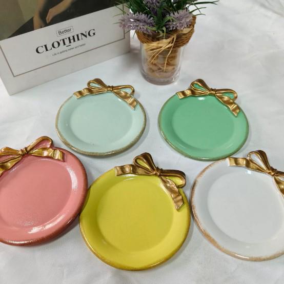 3D Resin Bow Macaron Color Desktop Ornament and Photography Prop Tray