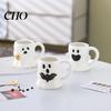Keramik Fantasy Trinkgeschirr Halloween Tasse Niedliche Geist Kürbis Tasse Wiederverwendbar Gruselig Handgemacht Kaffee mit Deckel Einzigartige Partygeschenke Mit