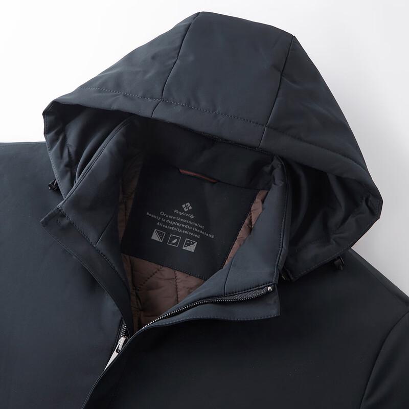 Shanshan Men's Winter Silk-Lined Detachable Hood Padded Jacket