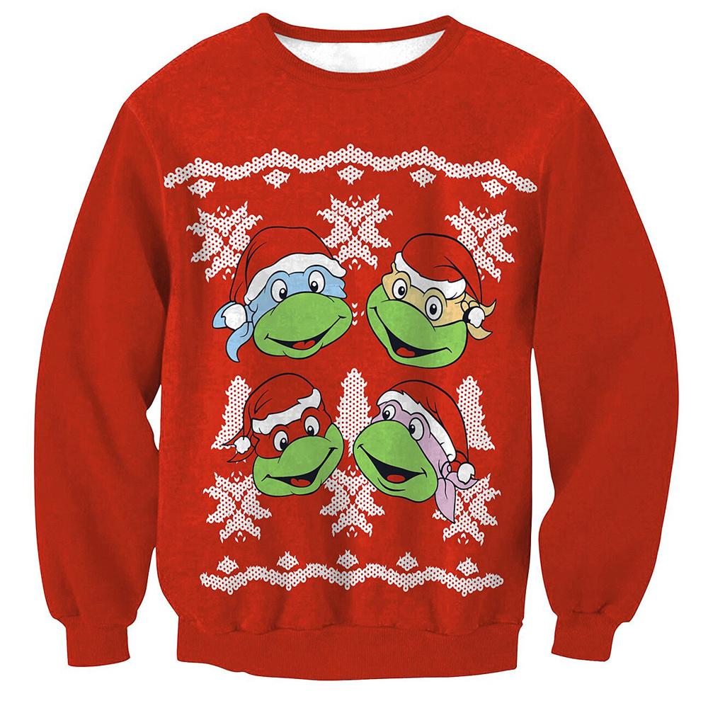 Fashion Santa Claus Print Men s Pullover Cartoon Christmas Elk Pattern Pullover Casual O-Neck Loose Pullover S