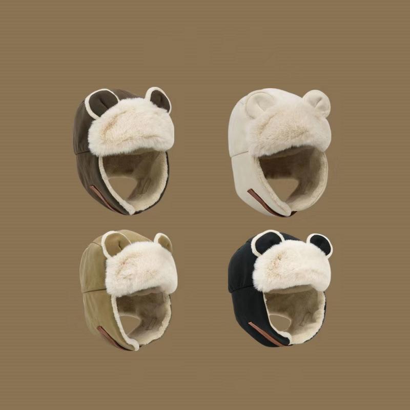 Lei Feng hat women's winter warmth protection bear ears cotton hat men's retro ethnic style children's train head hat