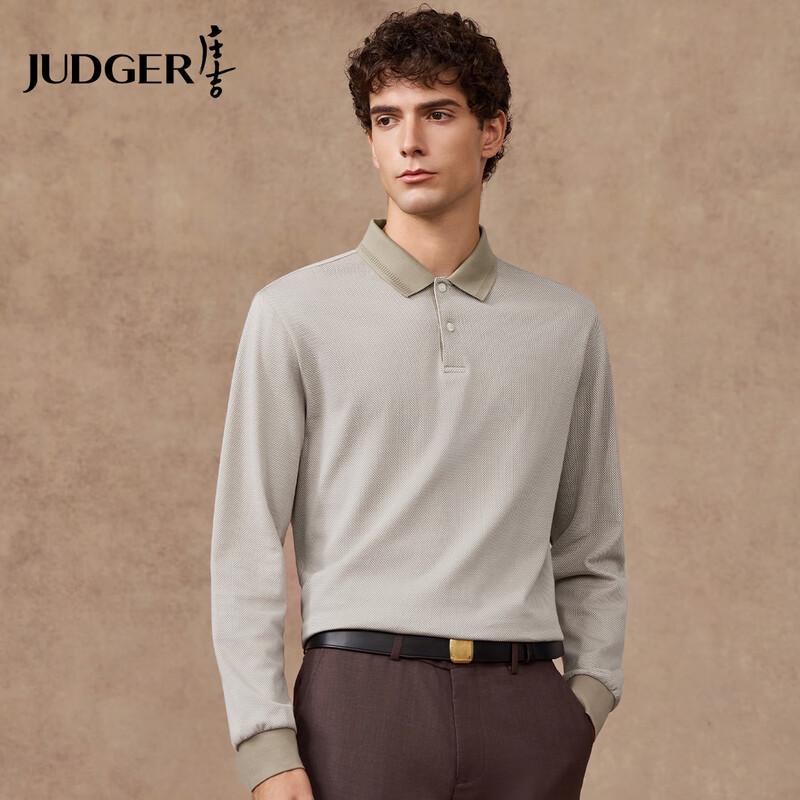 Zhuangji Men s Mercerized Cotton Long-Sleeve Polo Shirt 185