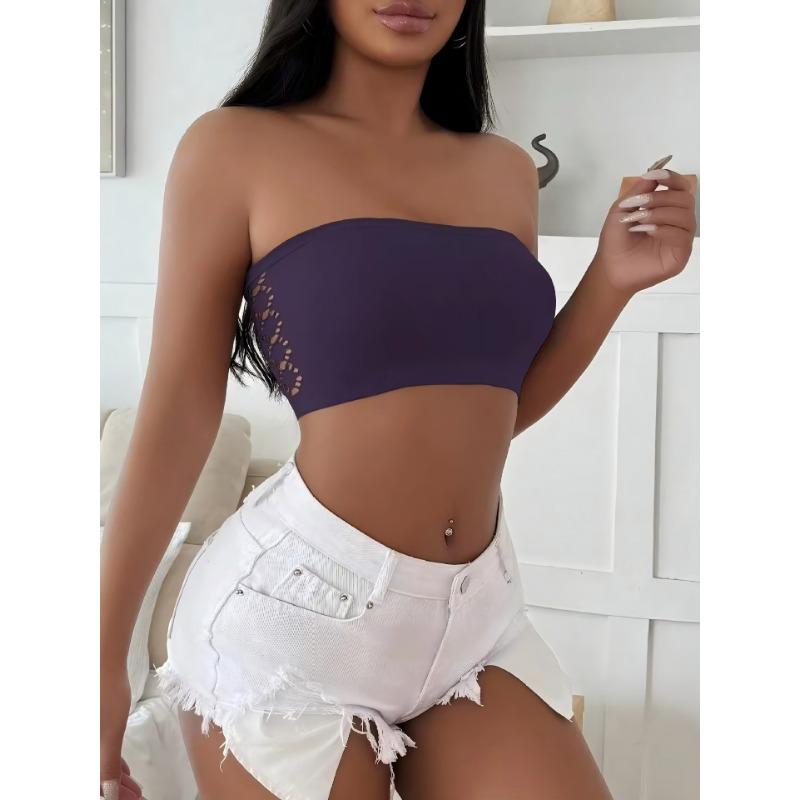 Seamless Hollow Out Invisible Breathable High Elastic Daily Wear Bandeau Bra For Women