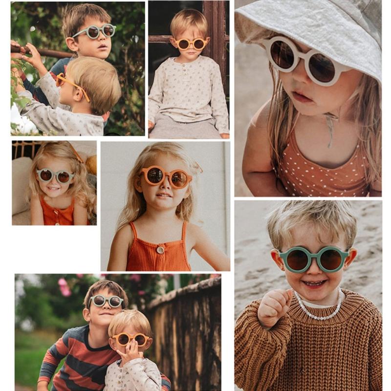 Summer Retro Round Kid Polarized Sunglasses UV 400 for Protection Child Sunglasses Holiday Outdoor