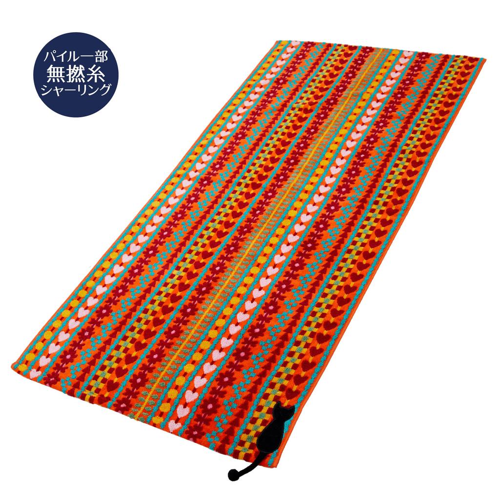 Nishikawa Atsuko Matano Bath Heart Book TT12334696 Towel, 60x120cm, Washable, 100% Cotton, Pattern, Orange,