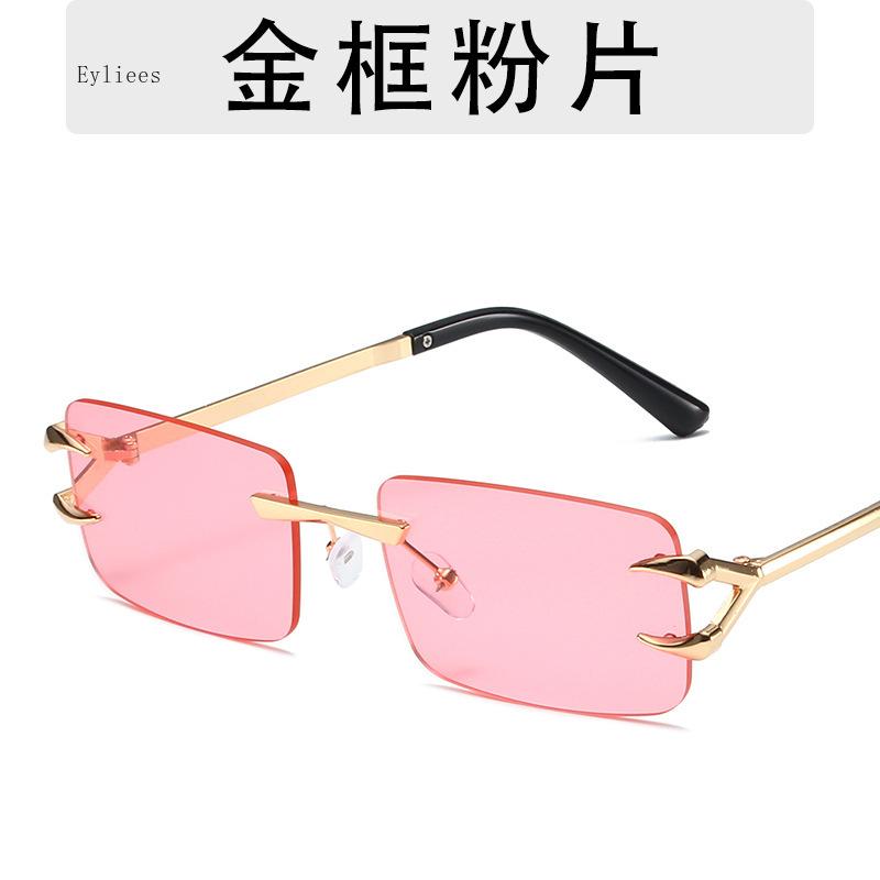 Latest Fashion Vintage Rectangle Sunglasses Rimless Frameless Gradient UV400 Shades Summer Traveling Sun Glasses for Women gafas