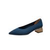 Flying Weaving Spring and Autumn New Wood Grain Thick Heel Pointed Single Shoes Breathable Casual Versatile Single Shoes