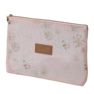 Paul & Joe La Puppetry Marks Printed Mesh Flat Pouch, Chrysanthemum Pink, PAJ-PO14-PK