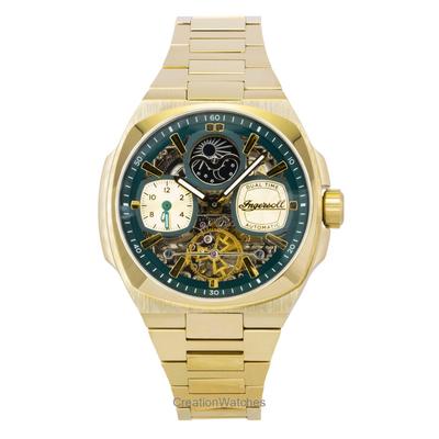 The Spirit Gold Tone Stainless Steel Green Skeleton Dial Automatic I15803 Men's Watch