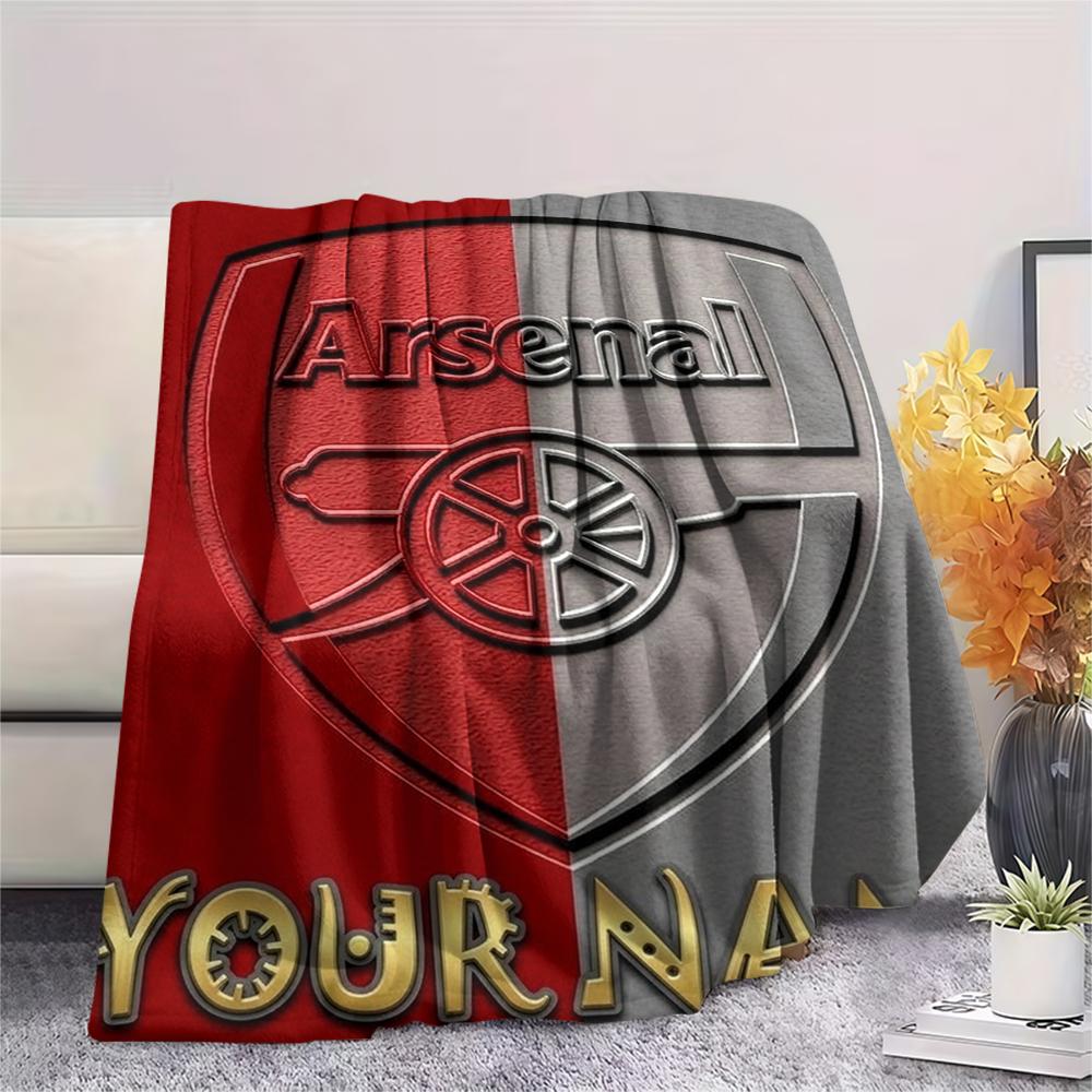 1PC Custom Name Arsenal Patterned Flannel Blanket Suitable For All Seasons for Home Decor Warmth and Comfort Gifts Holiday Present