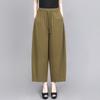 Women's 100% Cotton Cropped Wide-Leg Lantern Pants - Summer 2026 New Arrival, Loose and Casual Trousers for Moms