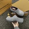 Vintage Thick Sole Women Fleece-lined Mules Slippers Concise Height Increase Dress Shoes Ladies Comfort Cover Toe Slip On Slides