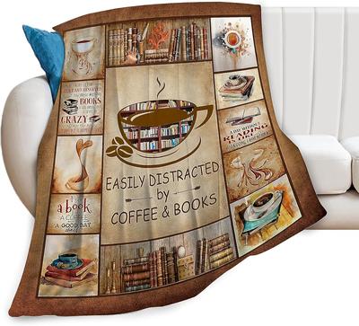 Book Lovers Flannel Fleece Throw Blanket, Literary Gift for Readers, Cozy Reading Decor for Chair Bed, Librarian Themed Blanket