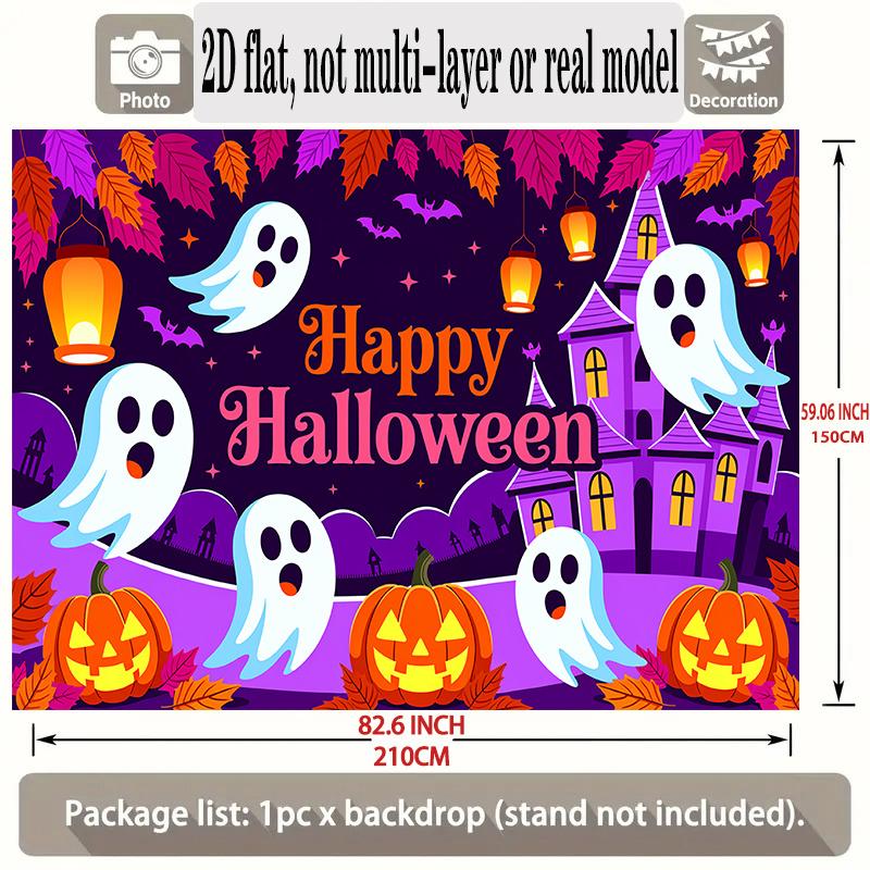 Party Backdrop Halloween Castle Flat Banners Ghosts Pumpkins Figures Hanging Winter Photo Background Decor Front Door Decor