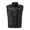 Stylish Men's Black Leather Riveted Vest - Korean Style for Spring, Summer, Autumn