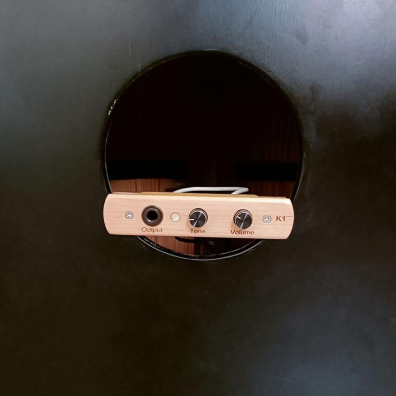 Percussion Cajon Trommel Schallloch Tonabnehmer mit Ton- und Lautstärkeregler Mikrofon Elektronisches Tonabnehmersystem Einfach zu installieren