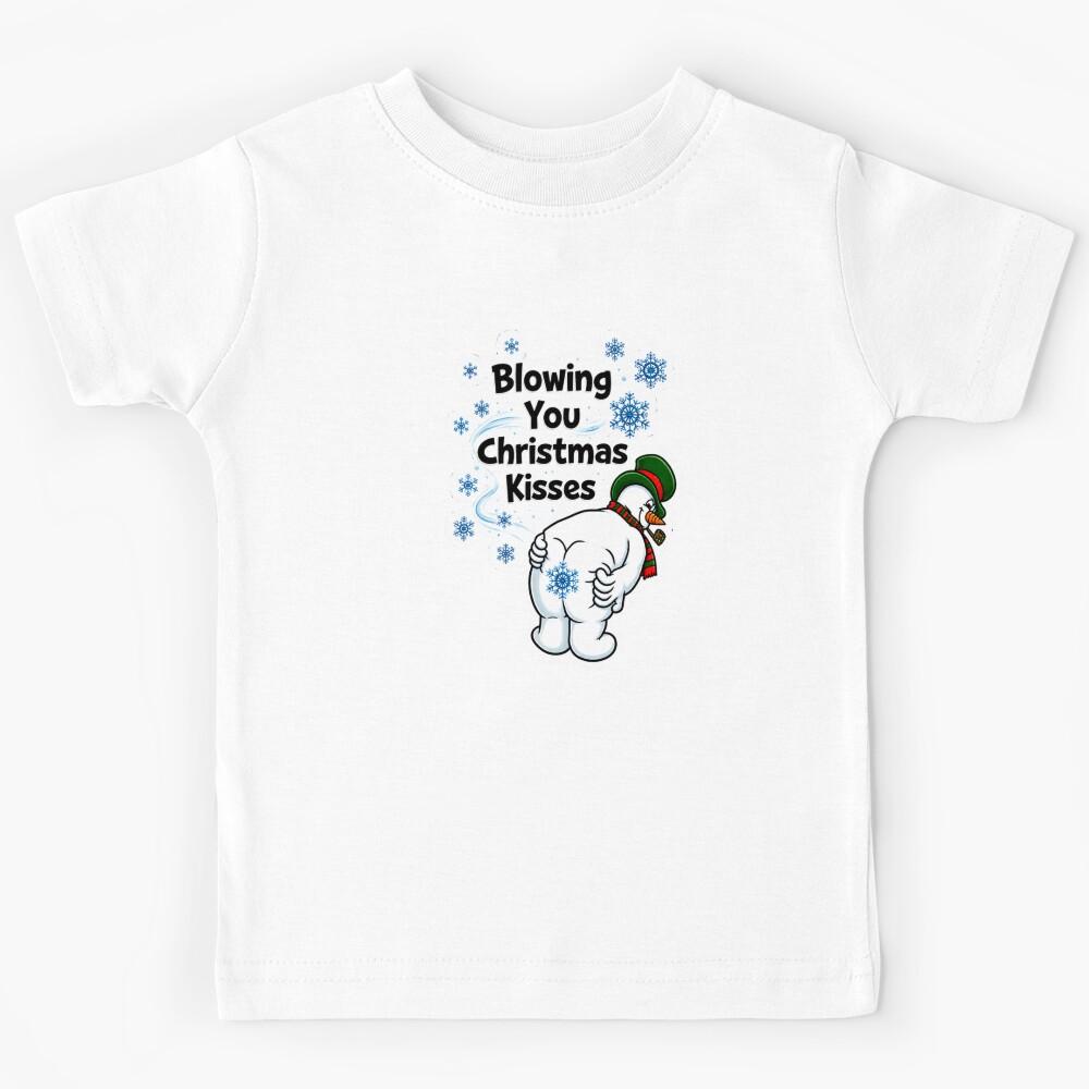 Blowing You Christmas Kisses Snowman Kids T-Shirt 130