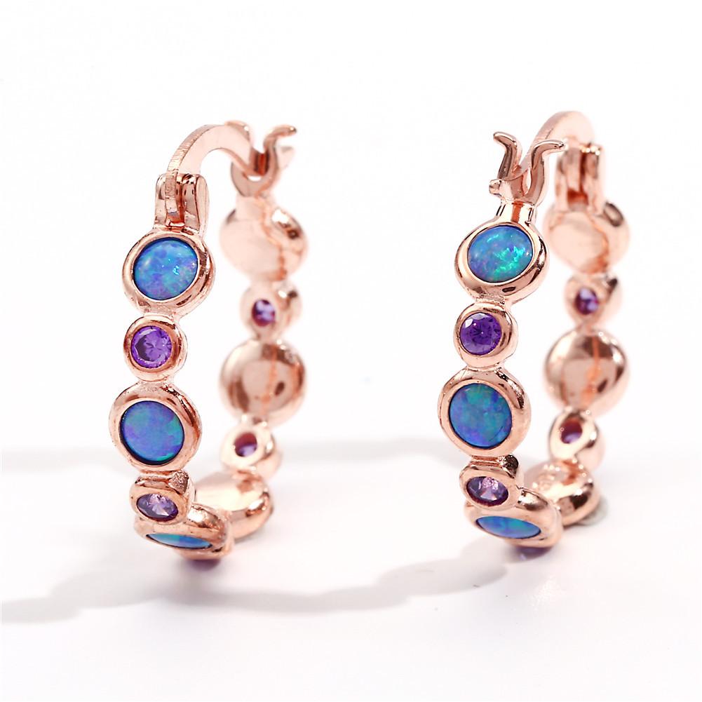 Europäischer und Amerikanischer Beliebter Runder Farbiger Zirkon Voll Diamantring Ohrstecker für Frauen Retro und Vielseitig