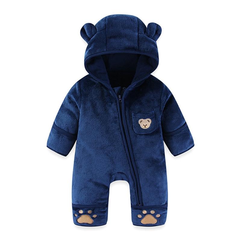 Infant Baby Winter Warm Romper Hooded Bodysuit