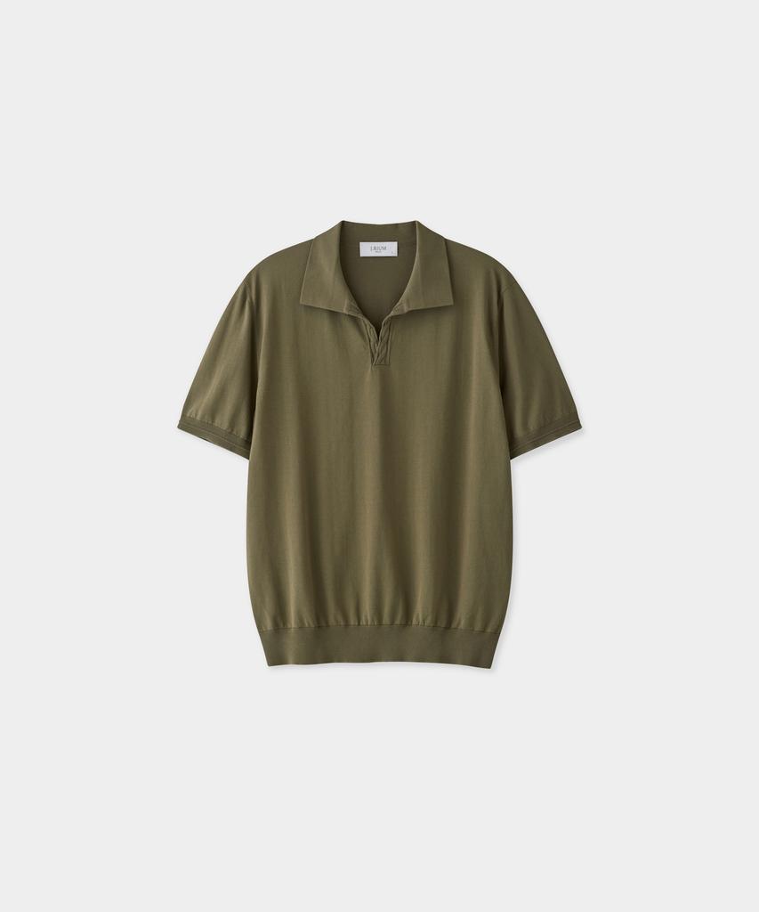 Jeilium Cotton Summer Essential Cable Polo Neck Khaki (Dry Touch)