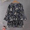Καλοκαιρινές γυναικείες μπλούζες με λαιμόκοψη 3/4 με μανίκια μπλουζάκι με βολάν με λουλουδάτο τύπωμα, χαλαρή μπλούζα από σιφόν Streetwear