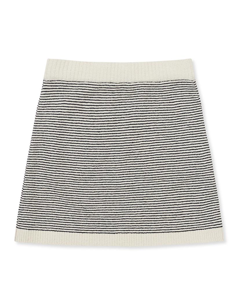 Clove [24Ss Clove] Fluffy Boucle Stripe Skirt (Ivory)