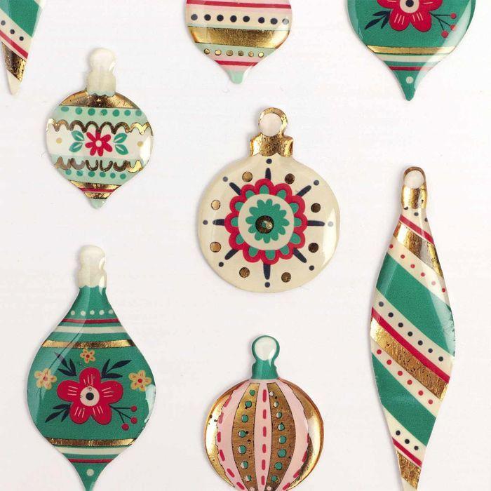 17 stickers boules de Noël époxy