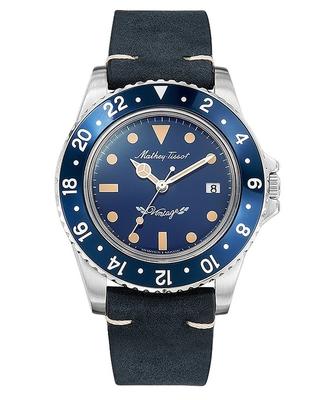 Mathy Vintage Leather Strap Blue Dial Quartz H900ALBU Men's Watch